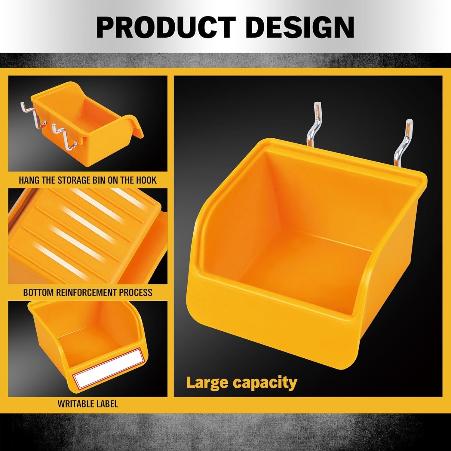 Versatile Pegboard Bins Storage Set - 12 Durable Bins with Labels Included