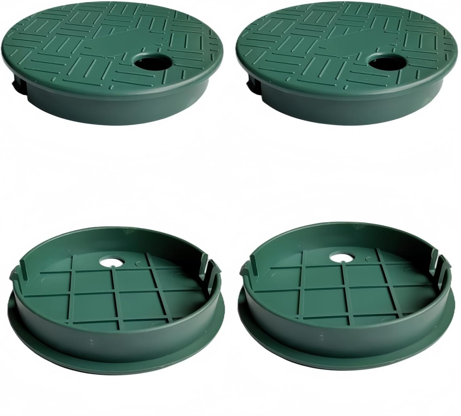 4 Pcs Green Plastic round Irrigation Sprinkler Valve Box Cover, Universal Fit, I