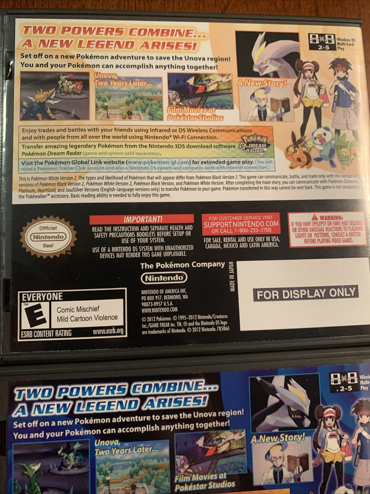 Pokemon White 2 + Black 2 Nintendo DS Replacement Cases Only NO GAMES - Bundle