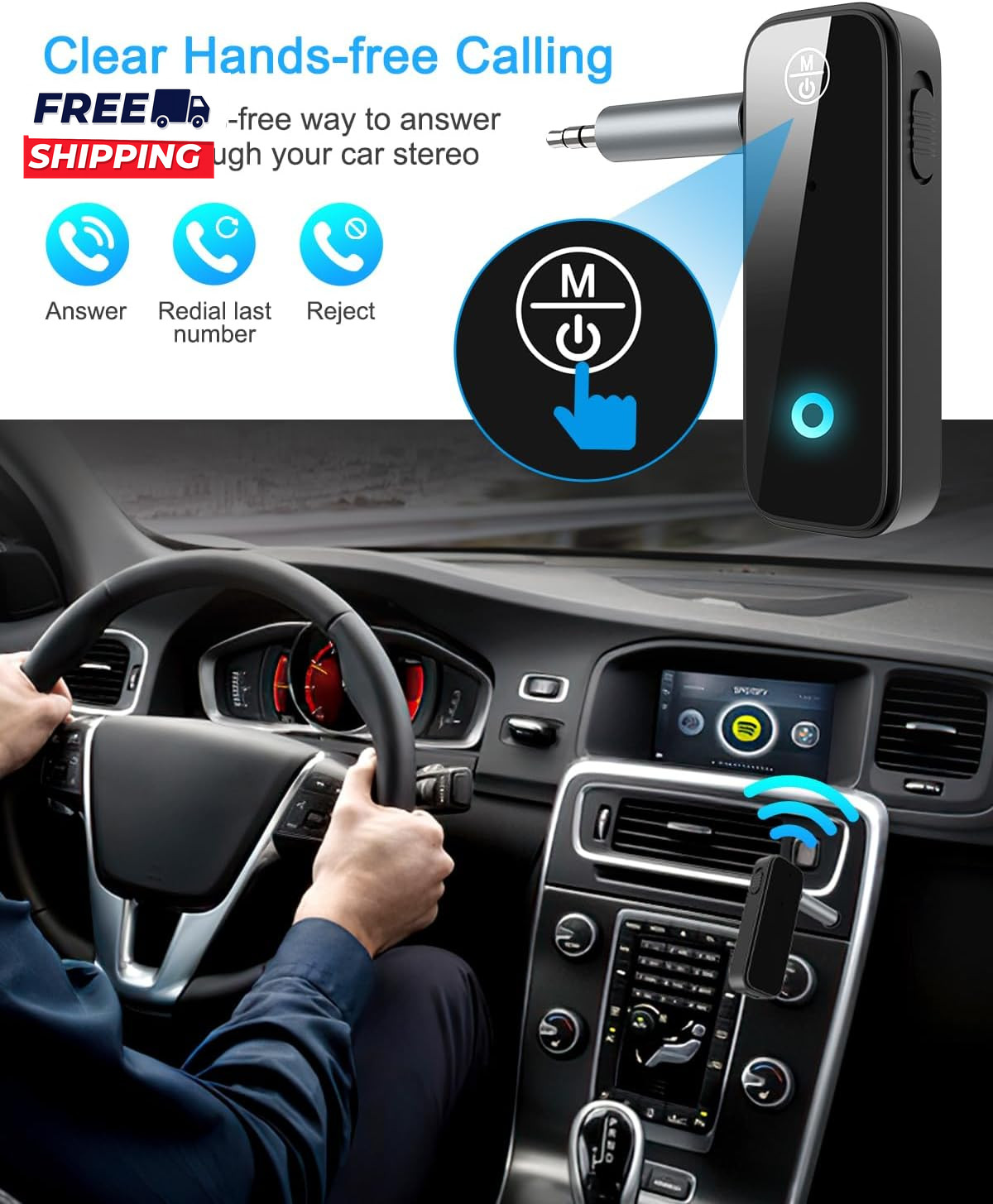Upgraded Aux Bluetooth 5.4 Adapter for Car 2 in 1 Bluetooth Receiver Transmitter