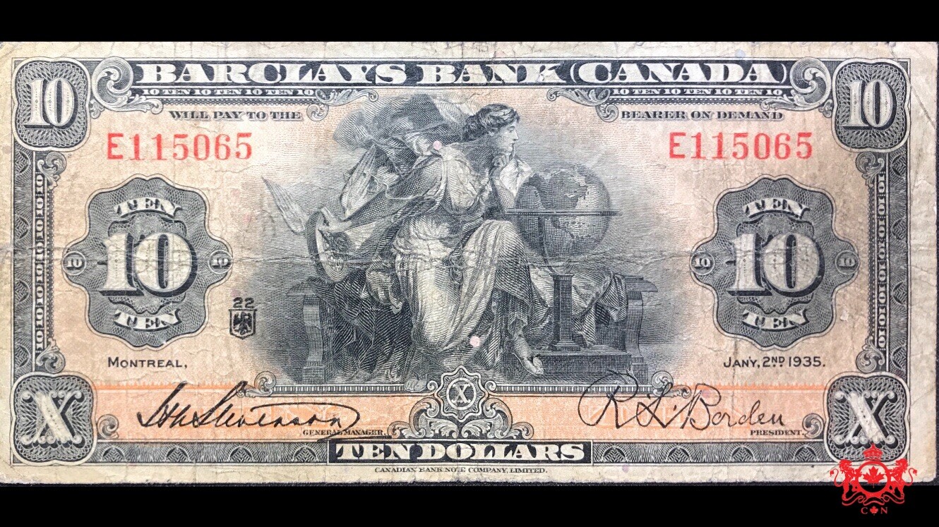 1935 Barclays Bank 10$ Borden E115065 - Fine -