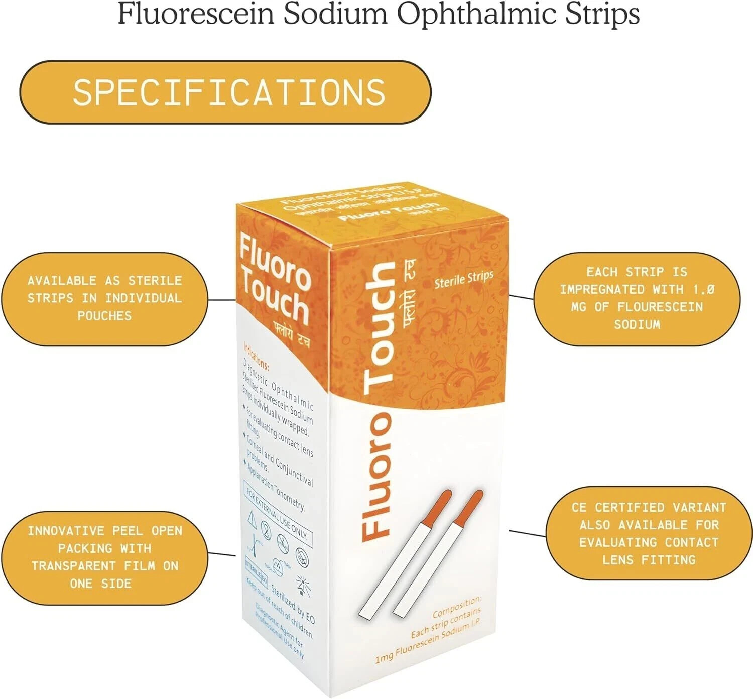 300 Fluorescein Strips 100/box