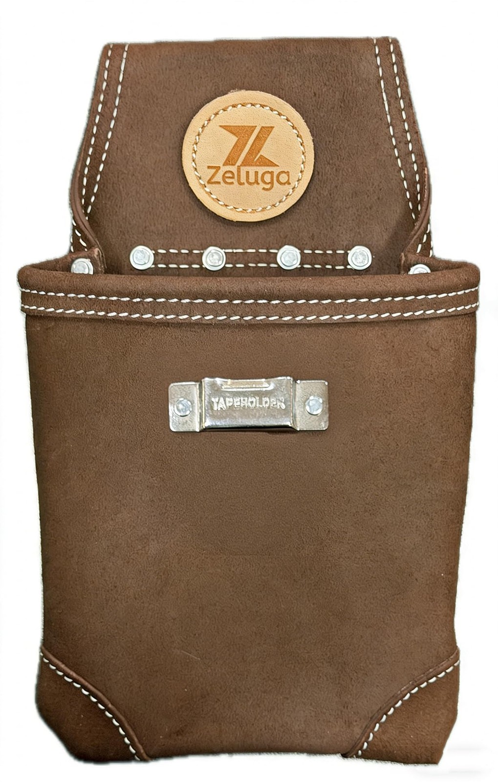 Zeluga 20583 Suede Leather Nail Pouch with Tape Measure Holder, Heavy Duty Ca...