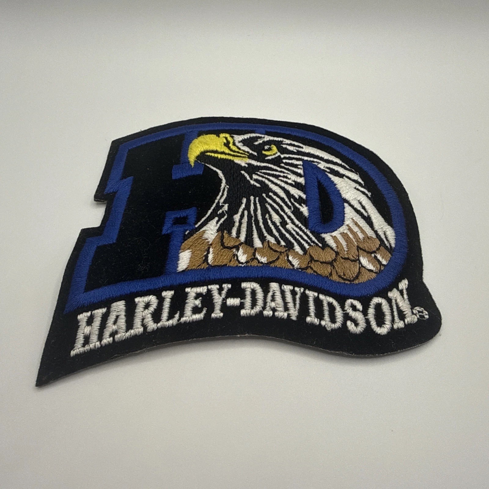 Harley-Davidson HD Patch Eagle Embroidered Black Velvet Motorcycles Bird Blue