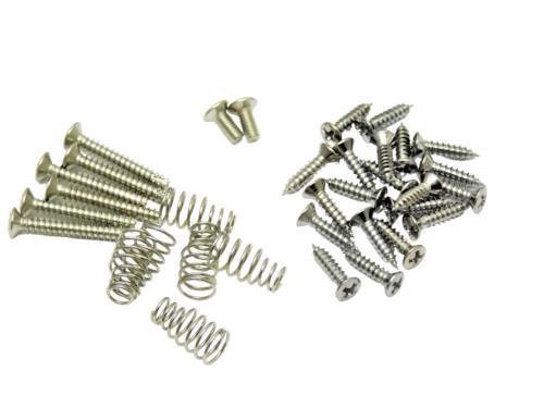 Chrome Strat Style Screw Trim Kit! All Black Screws. for US guitars