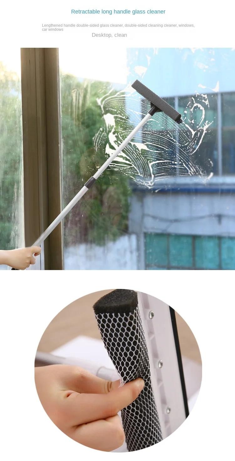 S2-in-1 Window Squeegee Cleaner with Retractable Pole Glass Cleaning Tool