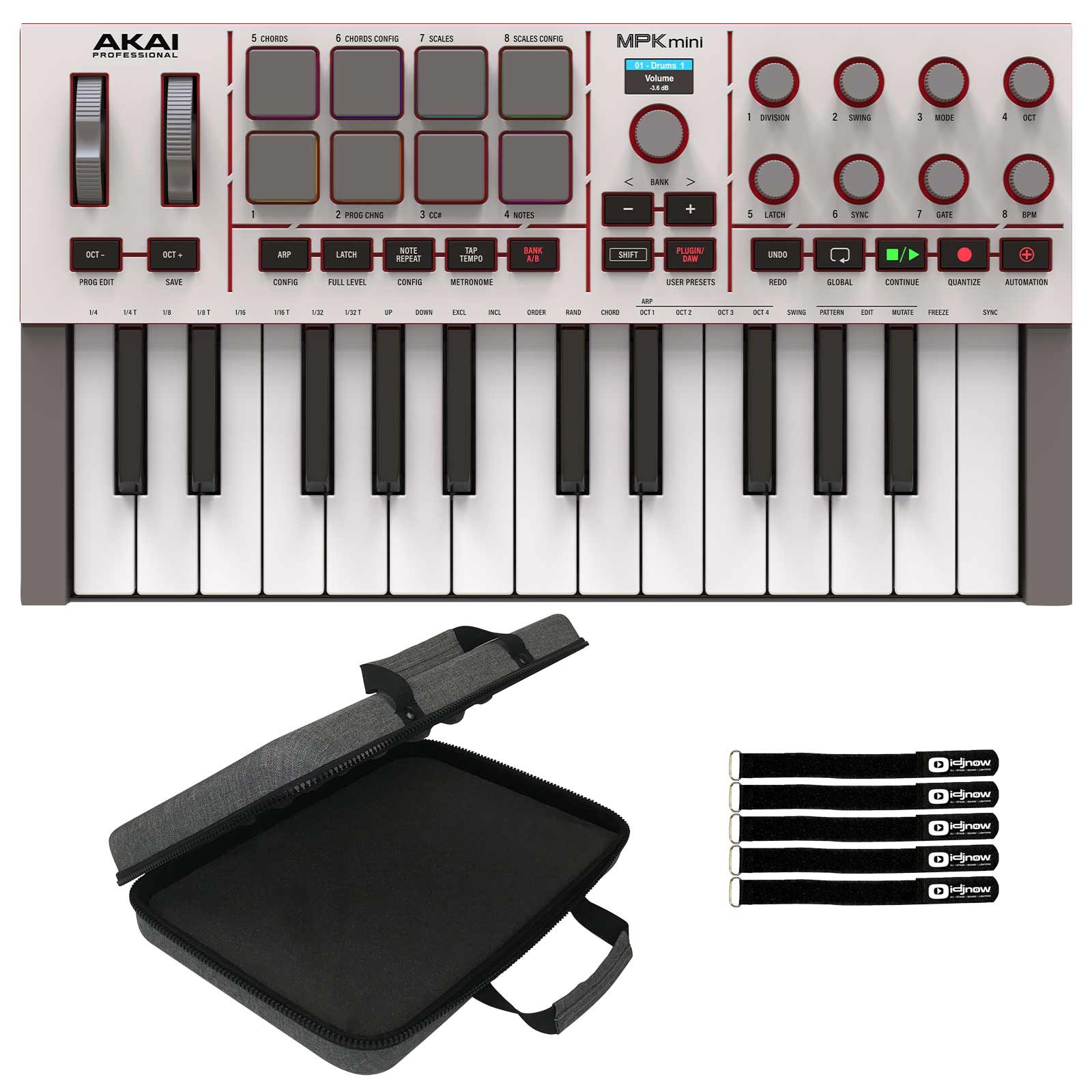 Akai Professional MPK Mini 4 25-Key White 8 Pads MIDI Keyboard w Case