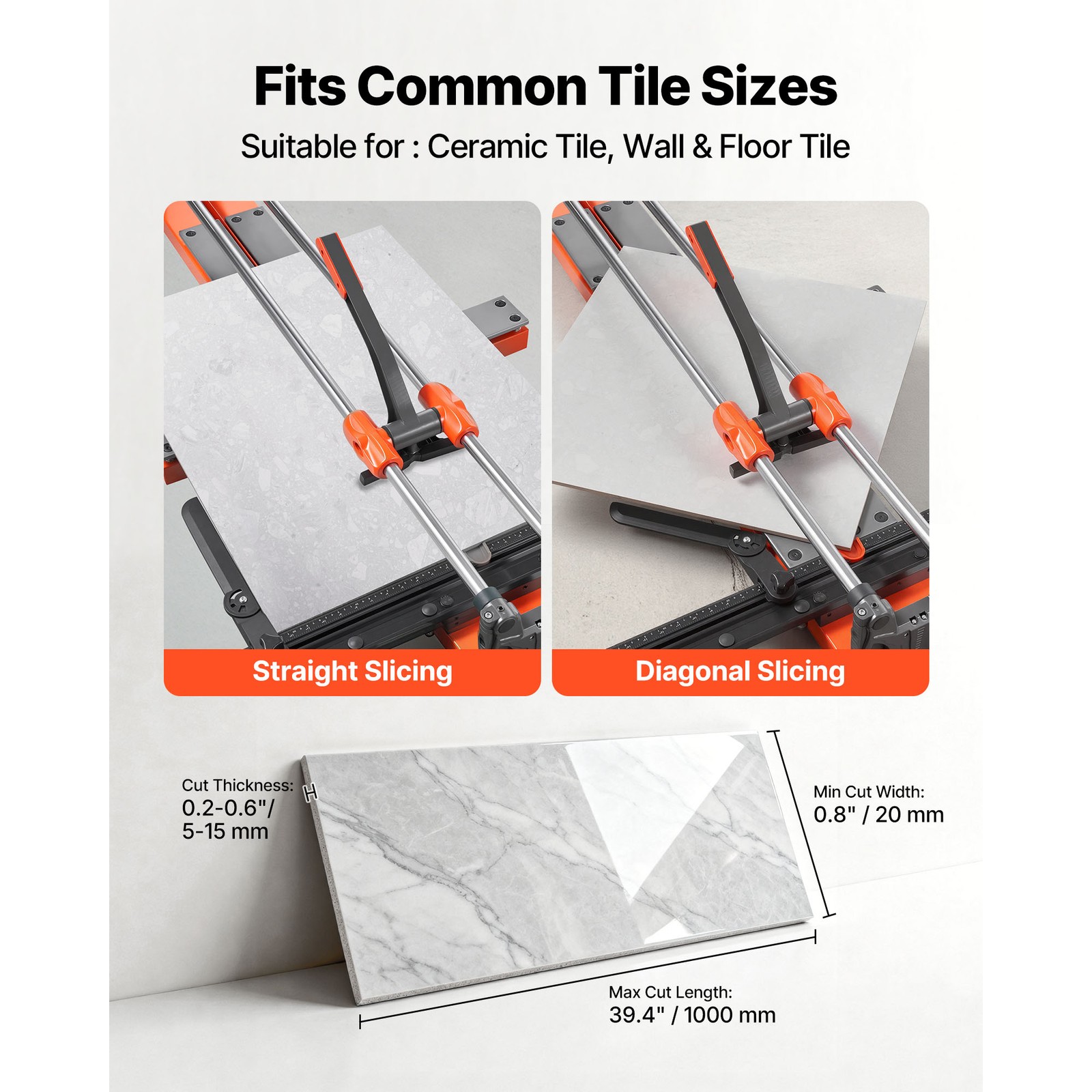 Uimoso 39.4-Inch Manual Tile Cutter with Enhanced Sliding Head and Spring Base