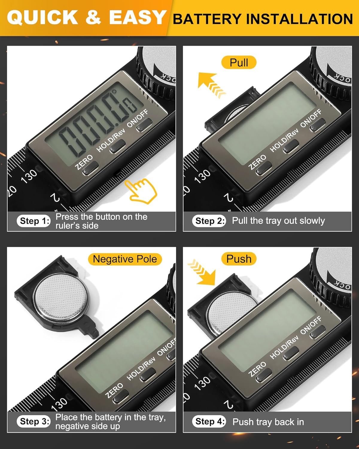 Protractor, Digital Angle Finder Protractor with LCD Display, 2-in-1 360° Angle