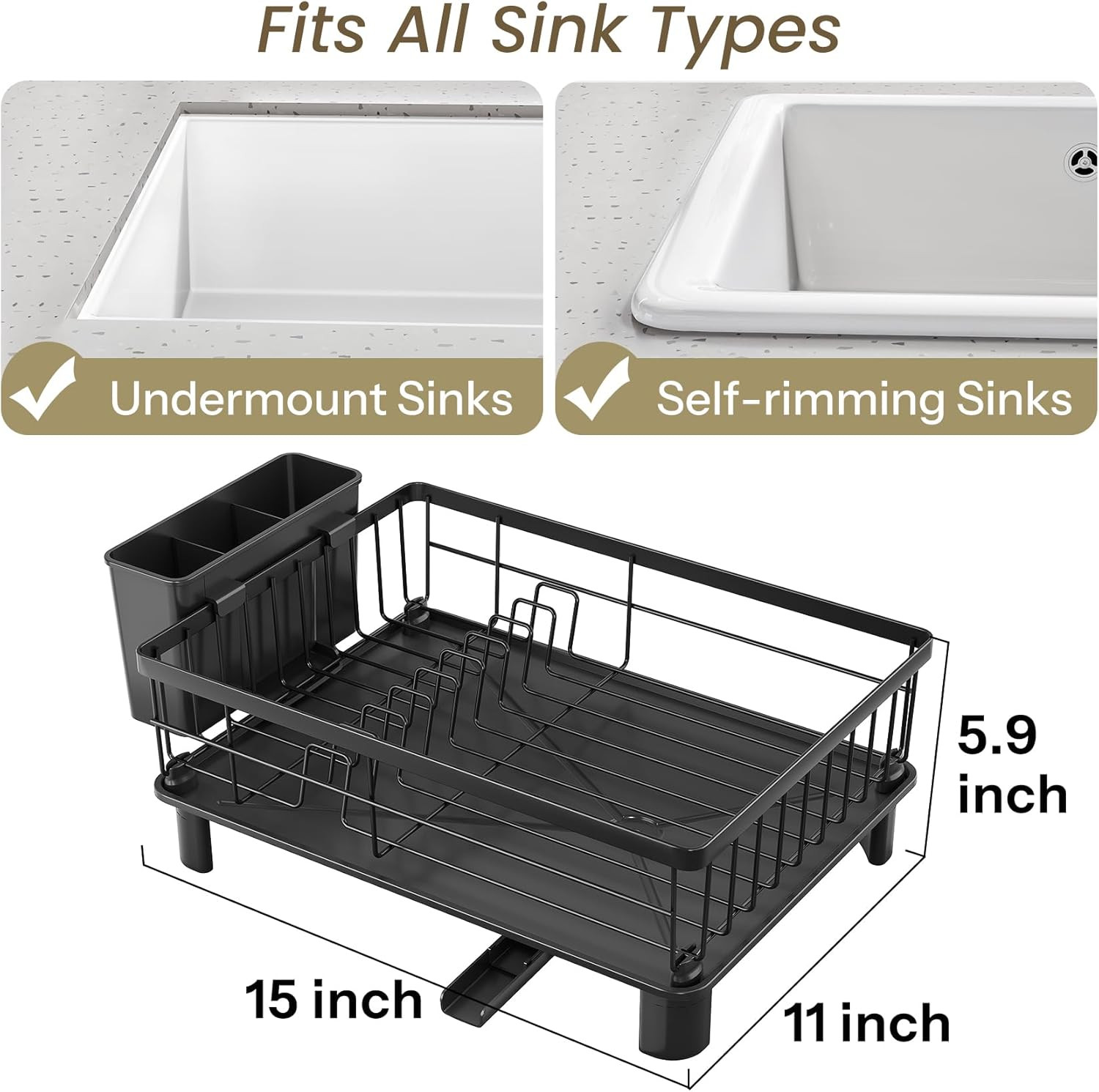 Dish Drying Rack - Space-Saving Dish Rack for Kitchen Counter, Stainless Steel D
