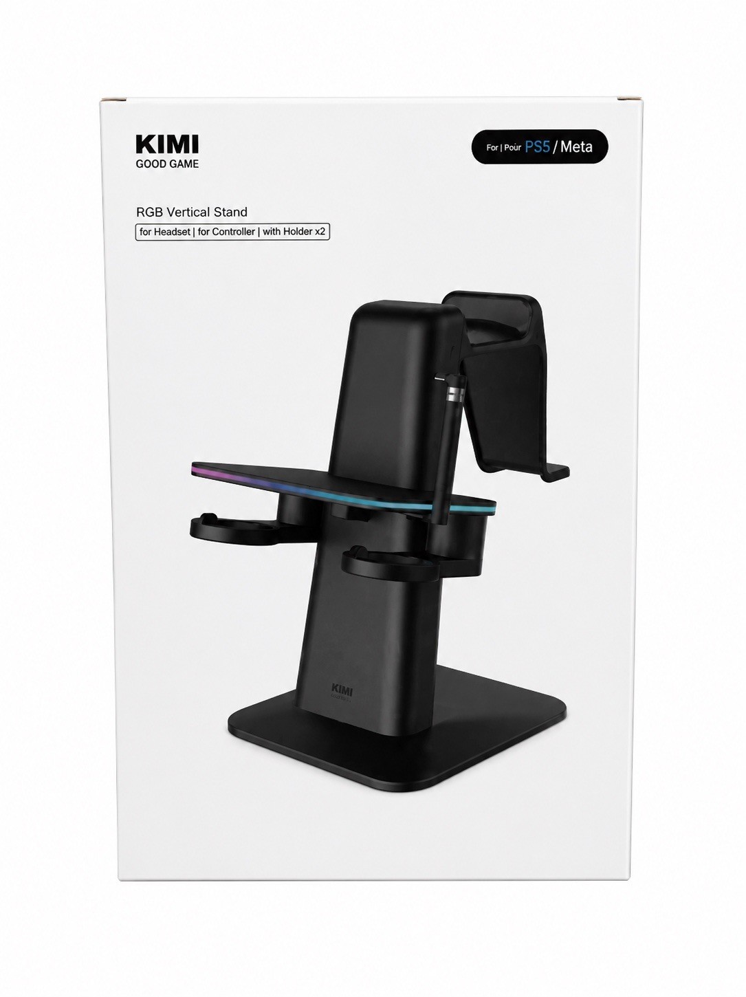 Kiwi Design RGB Vertical Charging Stand (Quest 2 And 3 VR Stand Support)