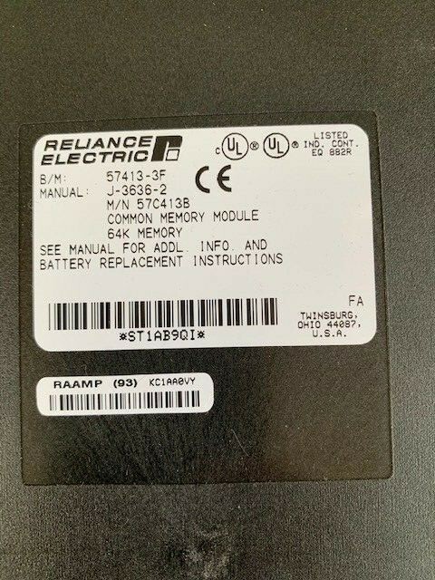 Reliance Electric 57C413B Common Memory Module 64K Automax 57413-3F
