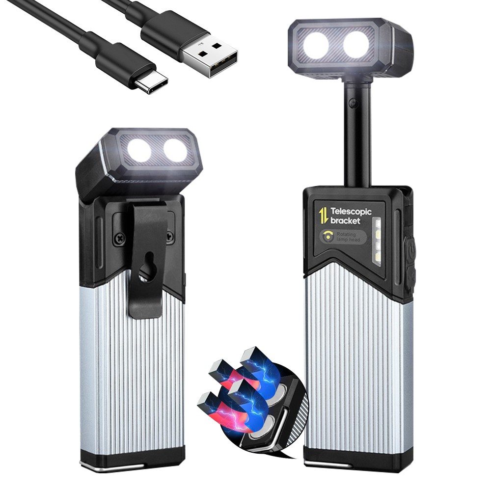 LED Multifunction Telescopic Rotating Work Lamp Rechargeable Magnetic Flashlight