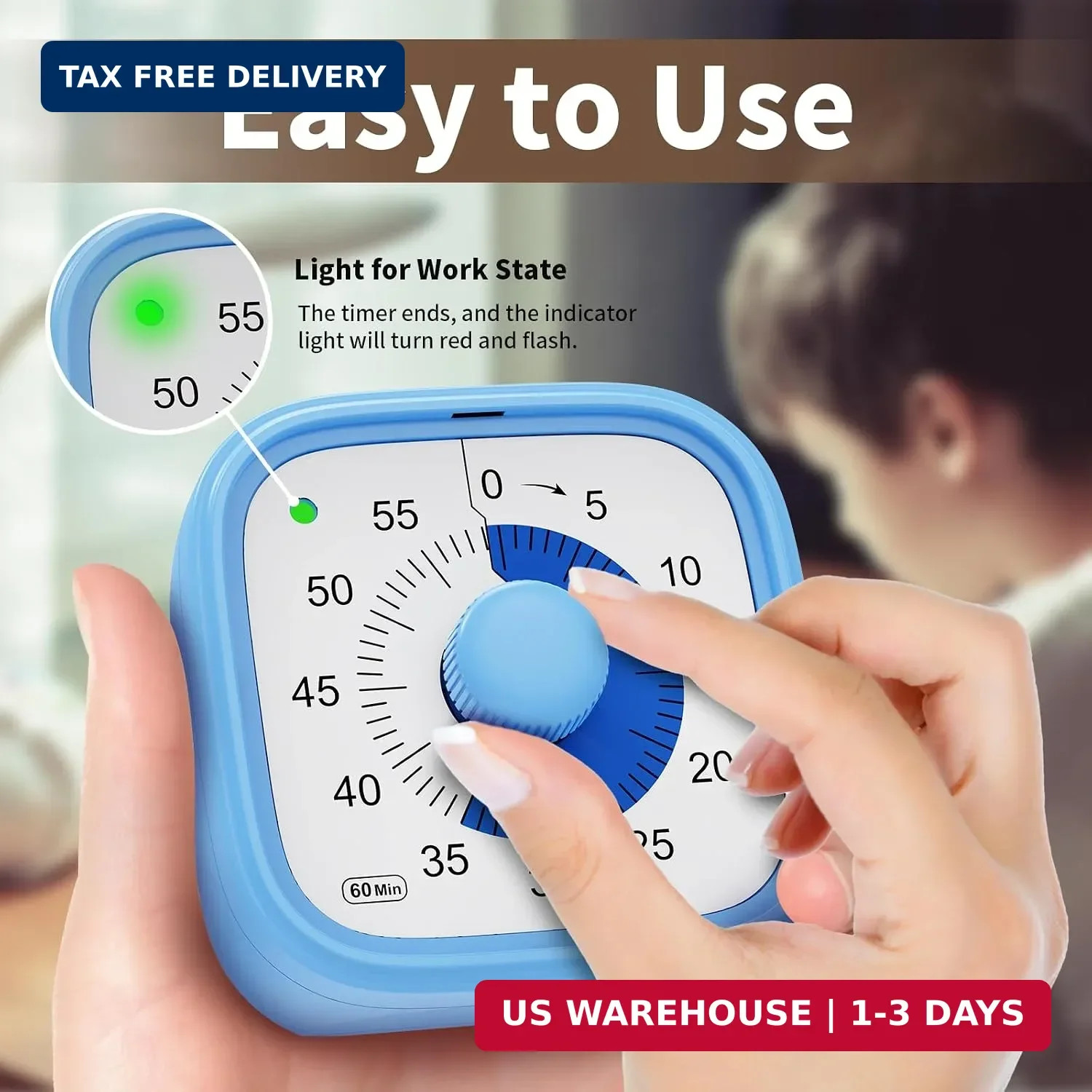 Visual Timer, Pomodoro Timers for Kids Adults, 60-Minute Countdown Desk Timer fo