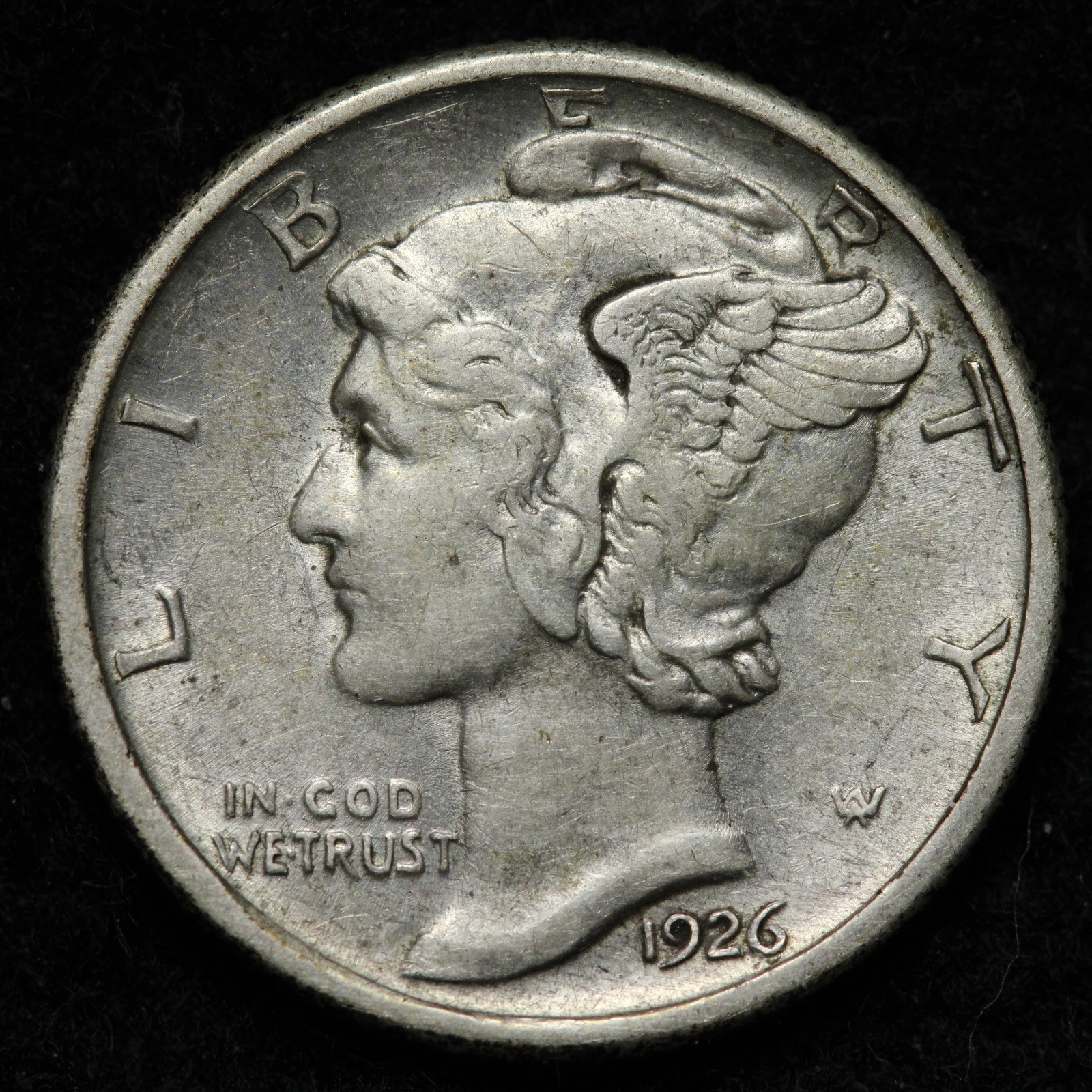 1926-D Mercury Silver Dime AU+ E305 STHG