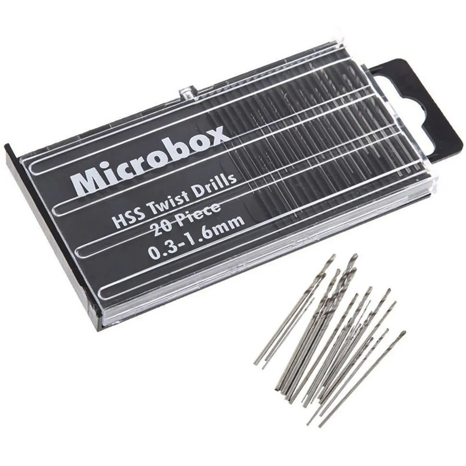 20pcs Mini Drill Bits Set 0.3-1.6mm HSS Precision Craft Tools - NEW