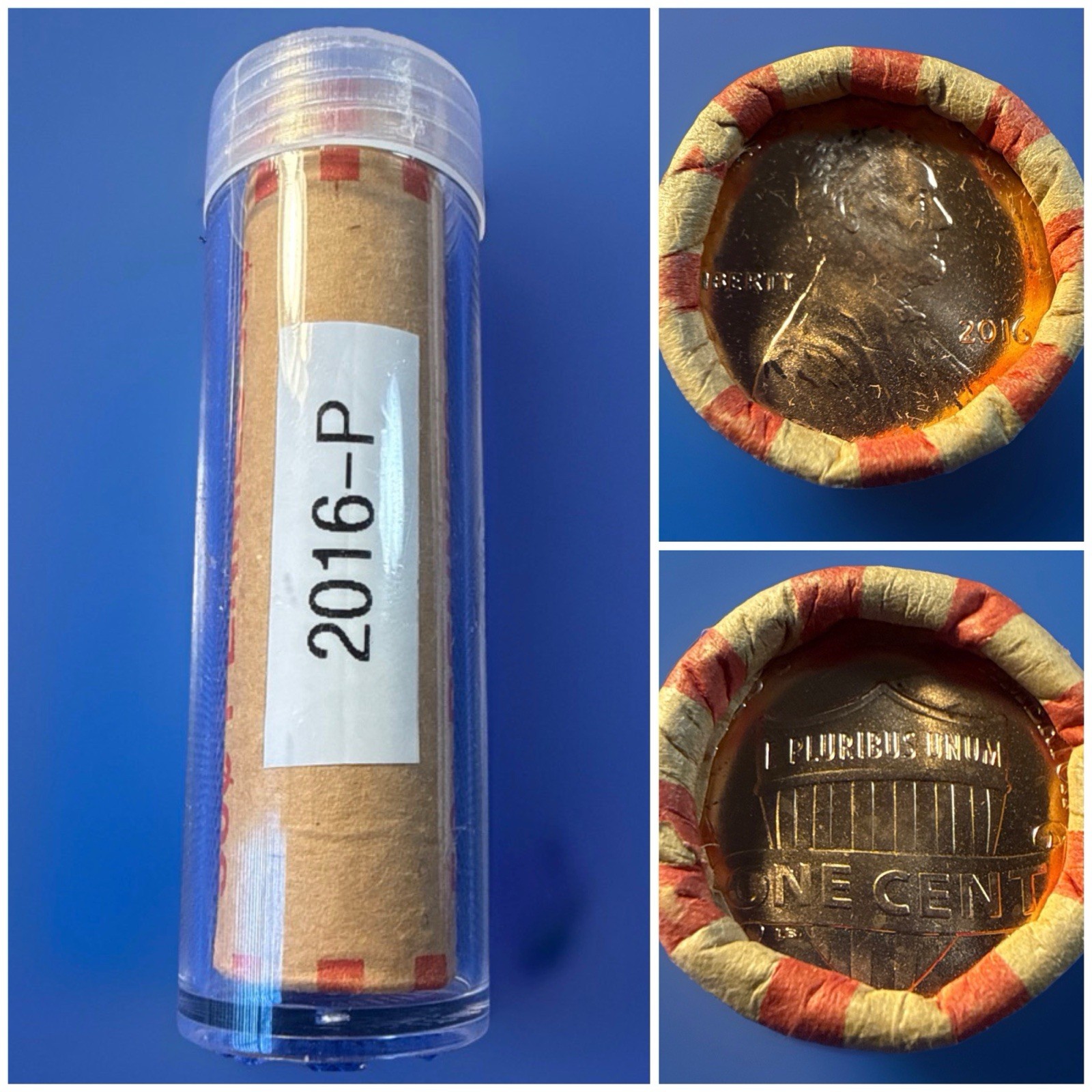 2016-P Lincoln Shield Cent Penny Roll In Sealed Tube. Fed Wrapped OBW BU Rolls