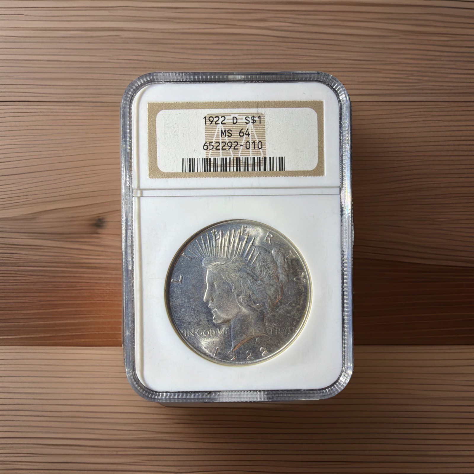 1922 D PEACE DOLLAR NGC MS 64 A TOUGHER DATE, NICE SILVER SATIN