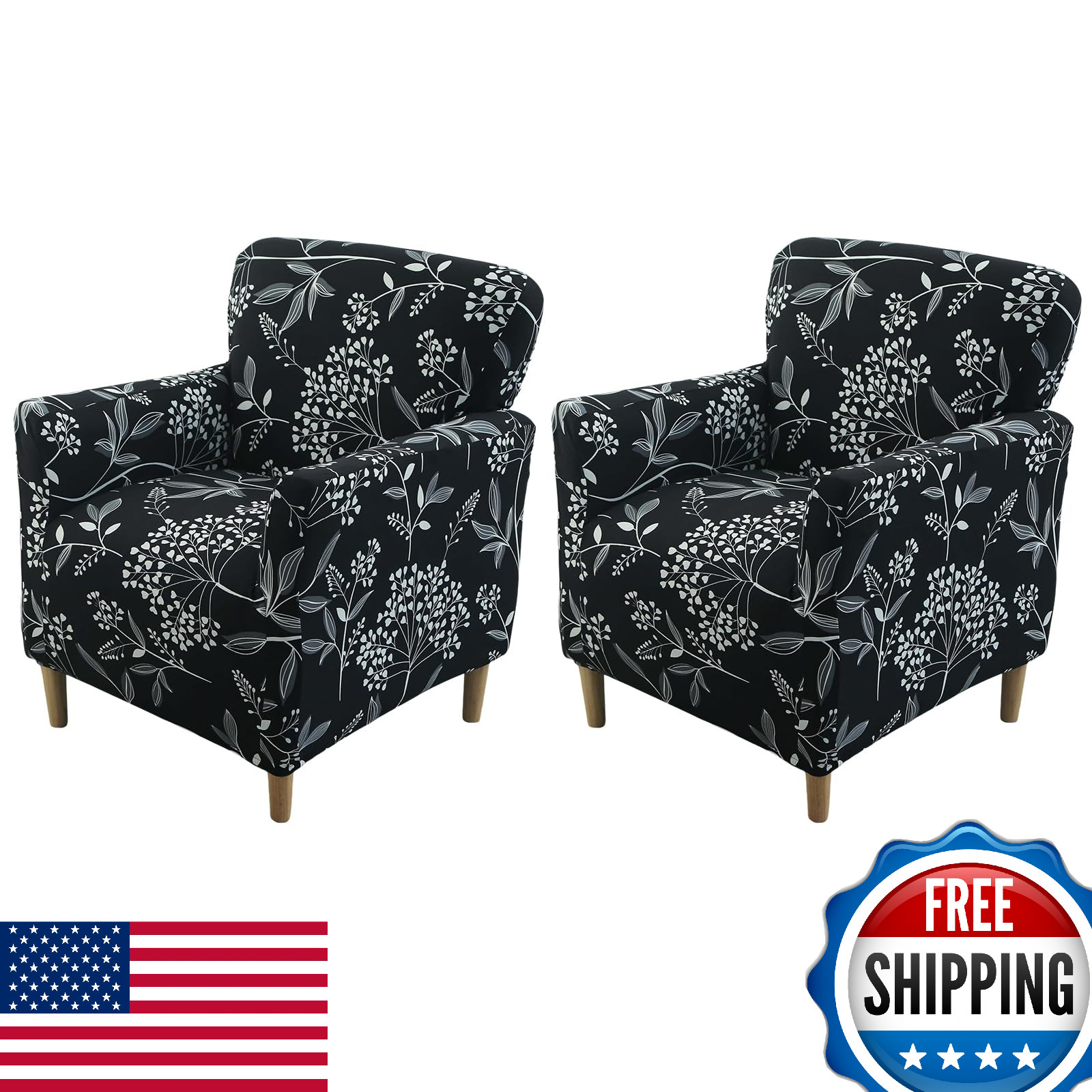 FUANGUI Stretch Armchair Slipcover Printed Chair Cover with Arms Club Sofa 80"