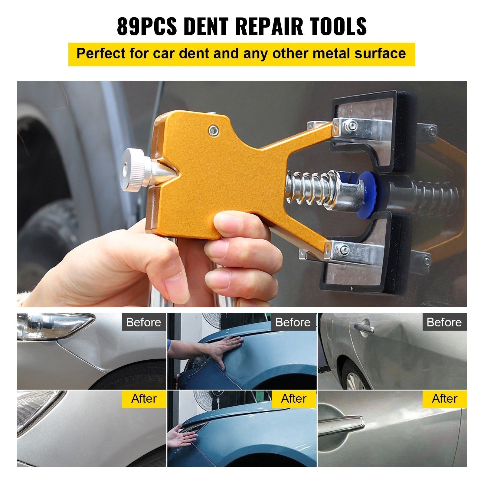 Complete 89PC Auto Dent Puller Kit with Comfort Grip Pliers