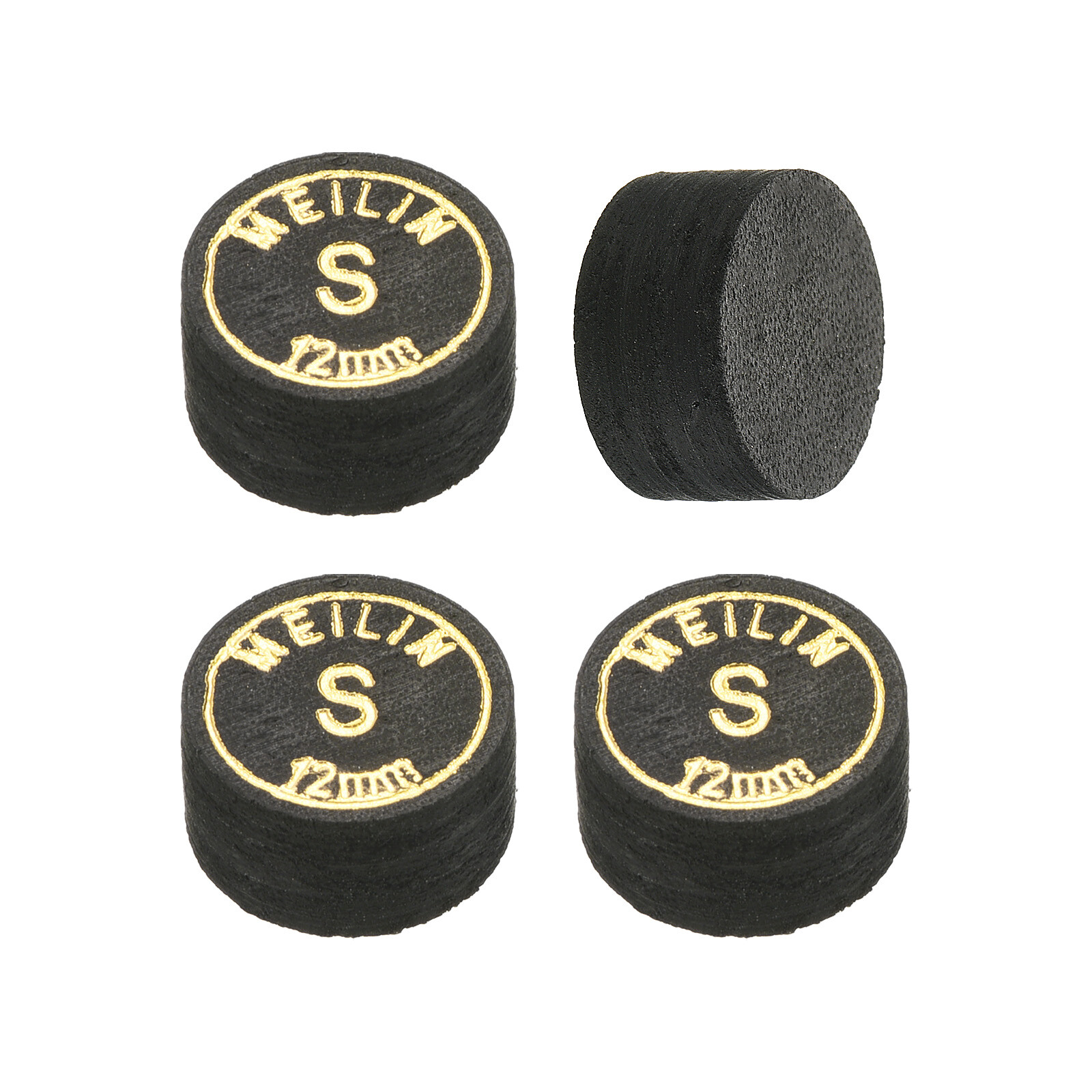12mm Billiard Stick Tips, 4pcs Soft Multiple Layer Billiard Accessories, Black