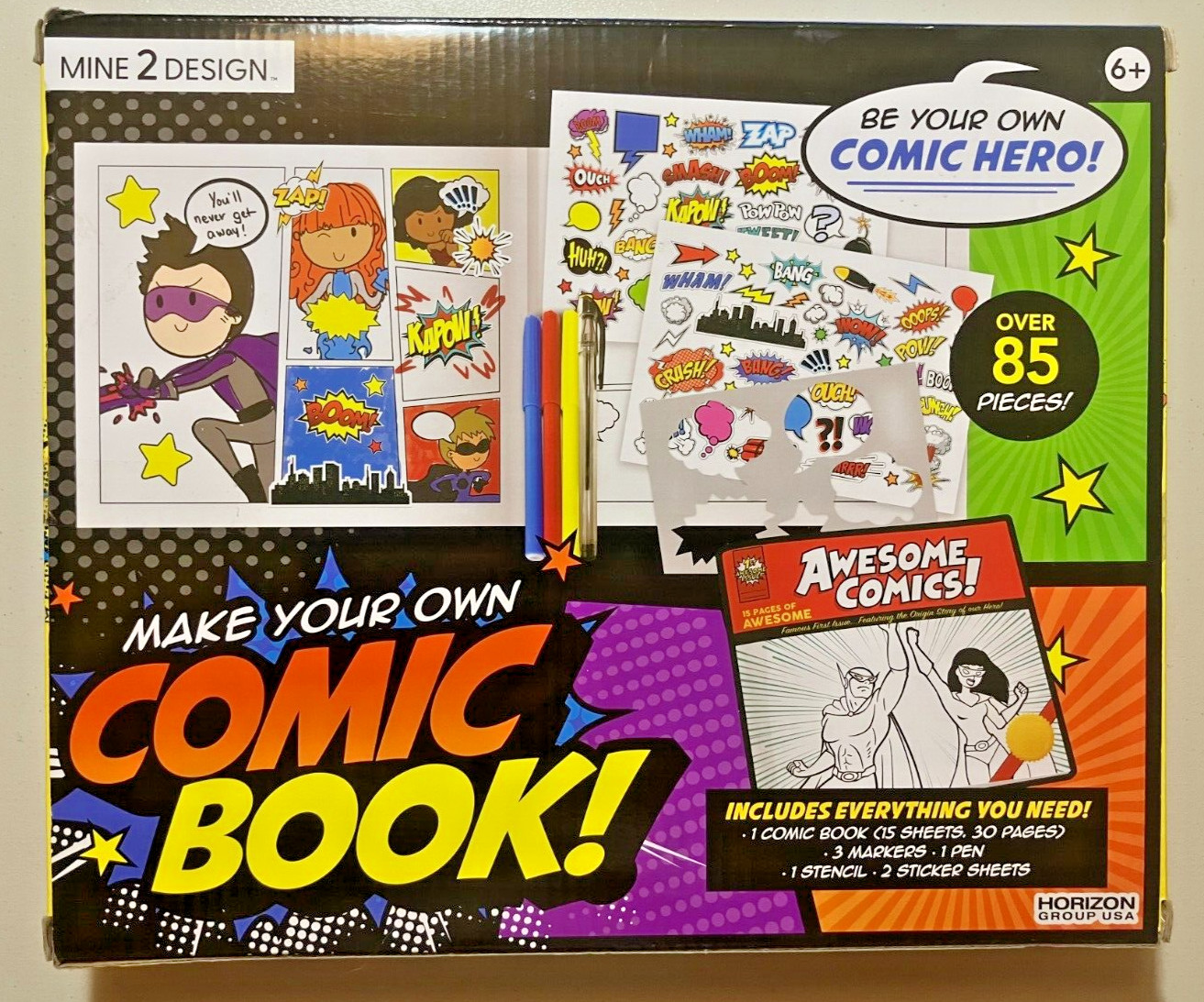 Mine 2 Design - Awesome Comics Make Your Own Comic Book Kit - Sealed Mint New!