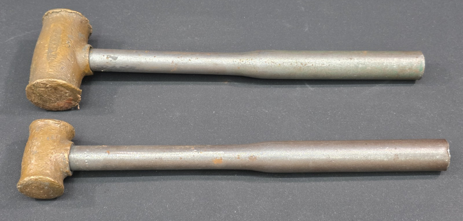 2x Hackett Brass Head Hammer No. 1.5 & 3 Metal handle