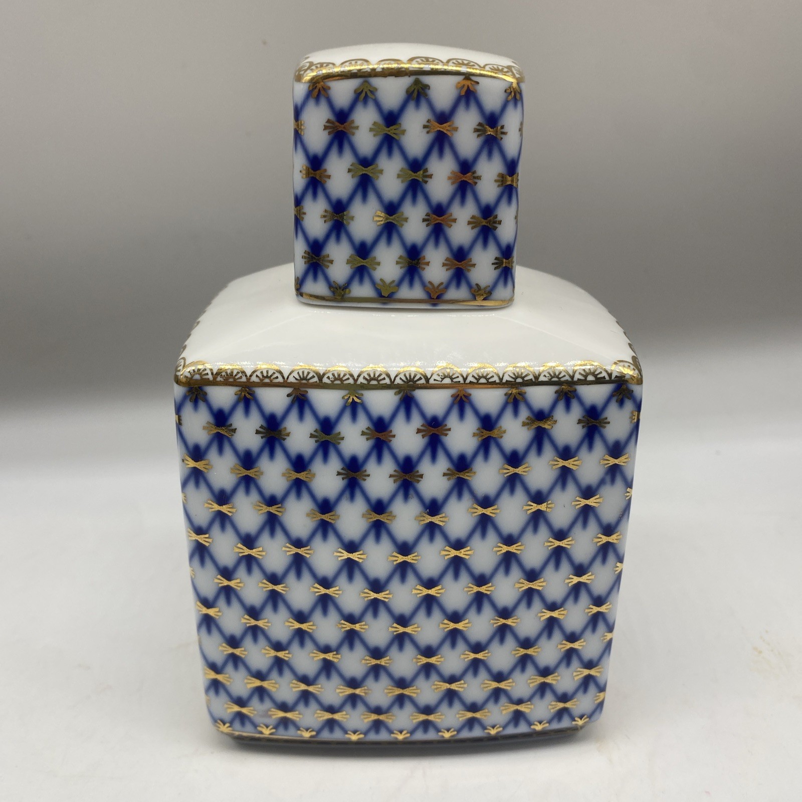 Lomonosov Factory blue and white Gold Decanter With Stopper Shot Glass