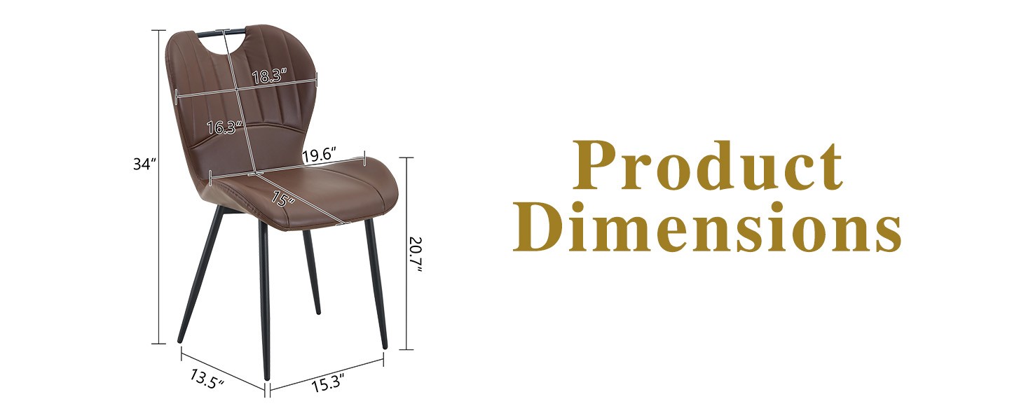 4 PU Leather Dining Chairs with Wide Cushion, Metal Handle & Adjustable Feet
