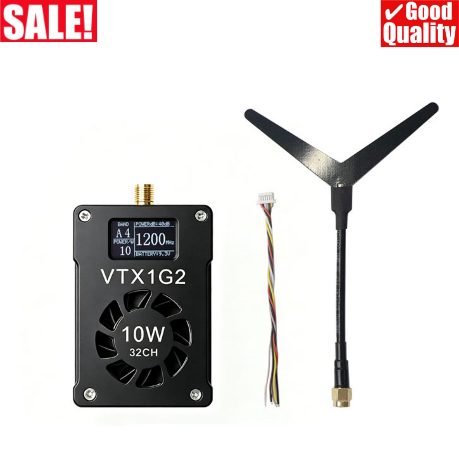 VTX1G2 FPV VTX 1.2G 10W Video Transmitter 32CH Long Range Transmitter for FPV