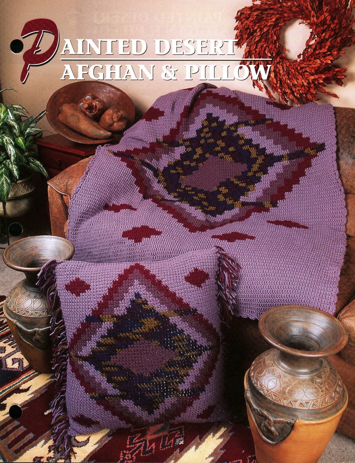 Painted Desert Afghan & Pillow | Annie's Crochet Quilt Afghan Club 316-1-03
