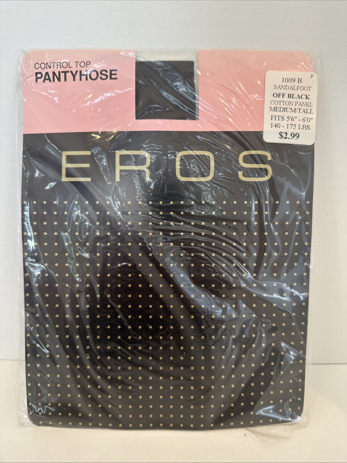 EROS Control Top PANTYHOSE Sandalfoot OFF BLACK Med/Tall Fits 5’6”-6’ 140-175 Lb
