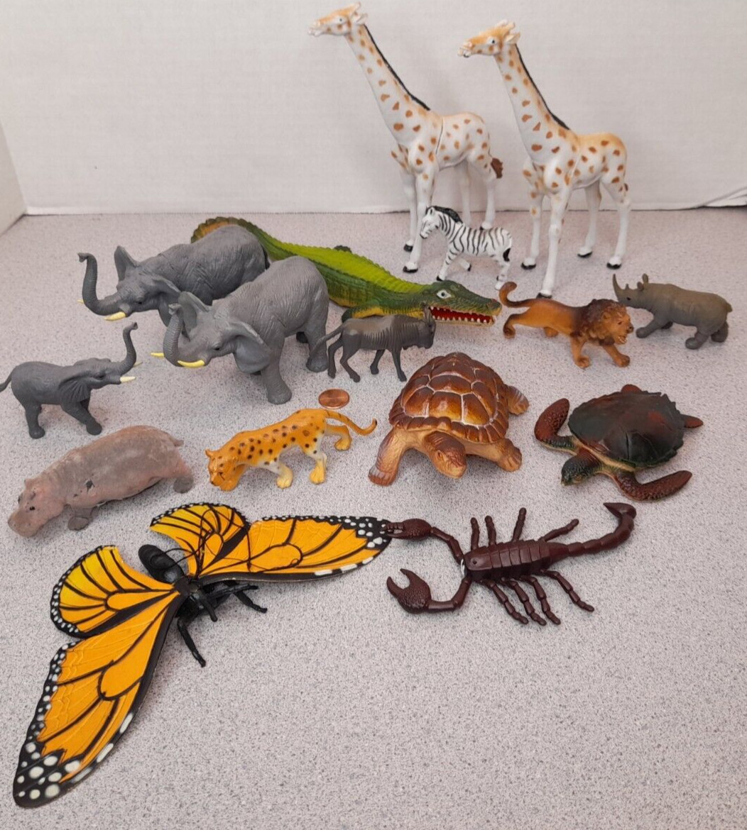 Toy Major Animals Safari Figures 1998 Lot Lion, Giraffes, Cheetah, Elephant