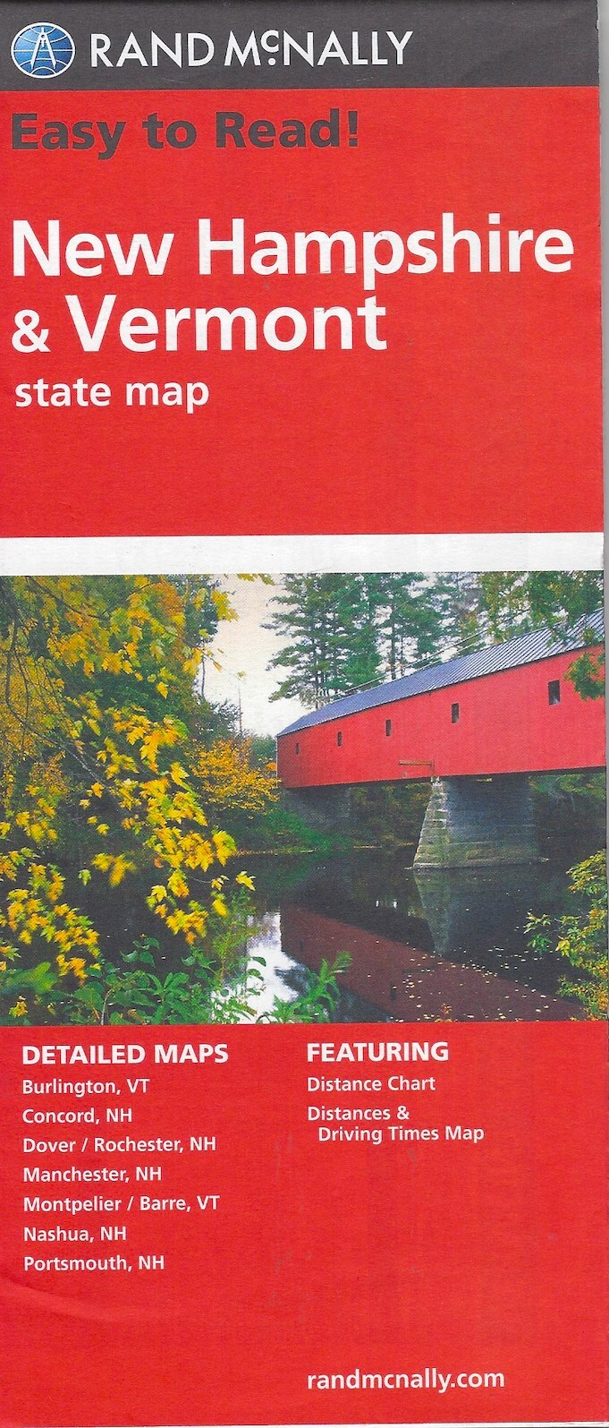 State Map New Hampshire & Vermont, Easy To Read! Rand McNally, 2021 DISCOUNTED!