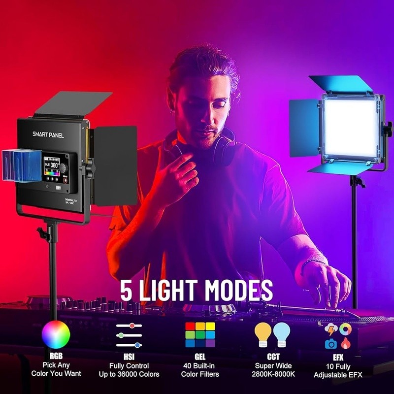 RGB Video Light W/ Adjustable Color Temperature 10 Effects Wireless Control New