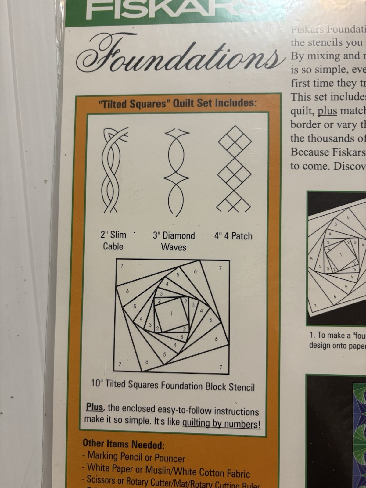 Fiskars Foundations Tilted Squares #8443 Complete Quilt Stencil Set FREE SHIP