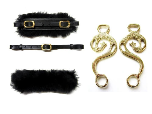 Set Hackamore Baroque Gold - Brass Tone - Ornate - Real Sheepskin