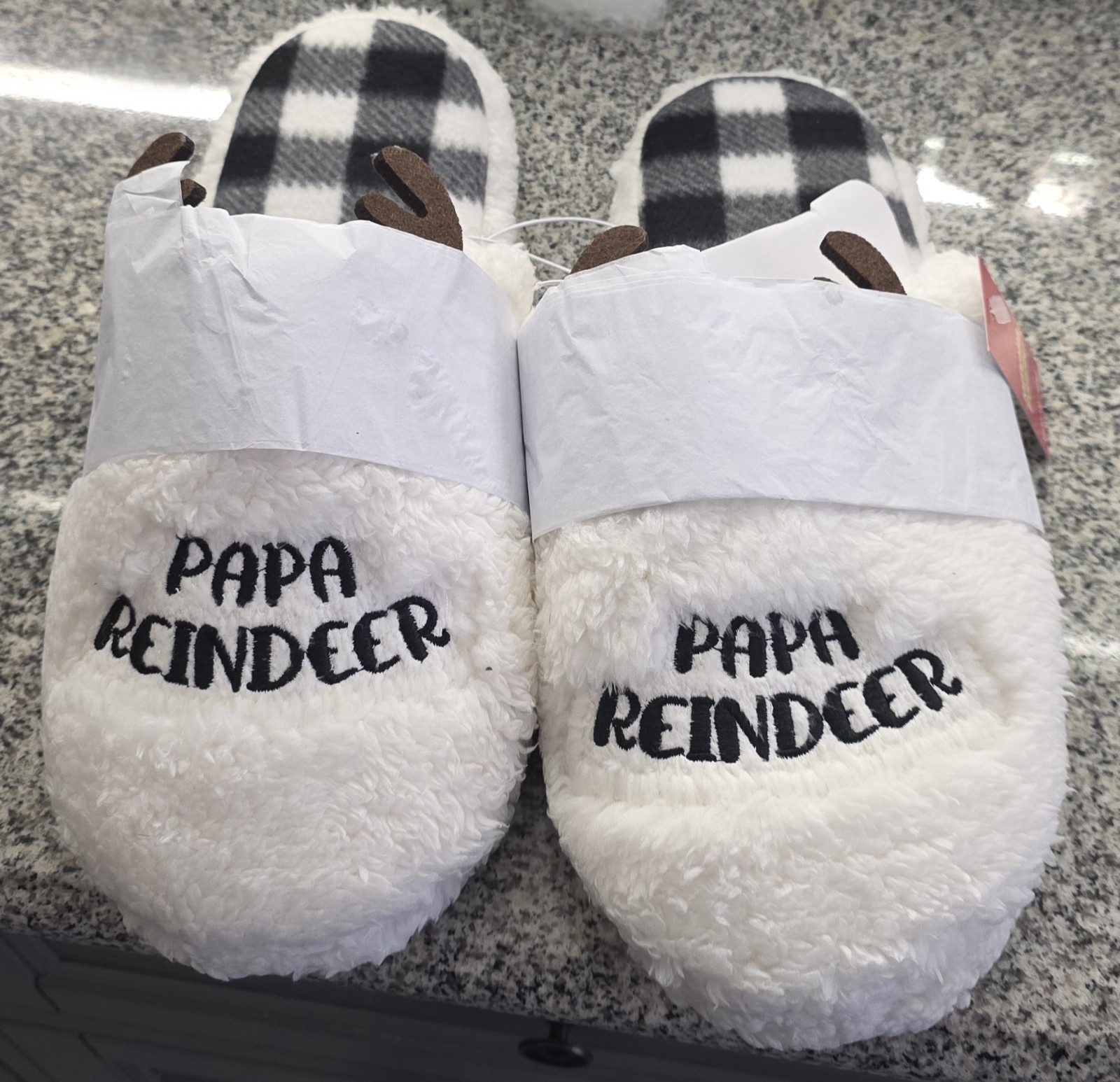 NWT Men's Jammies For Your Families Reindeer Slippers Papa White Size XL 12-13