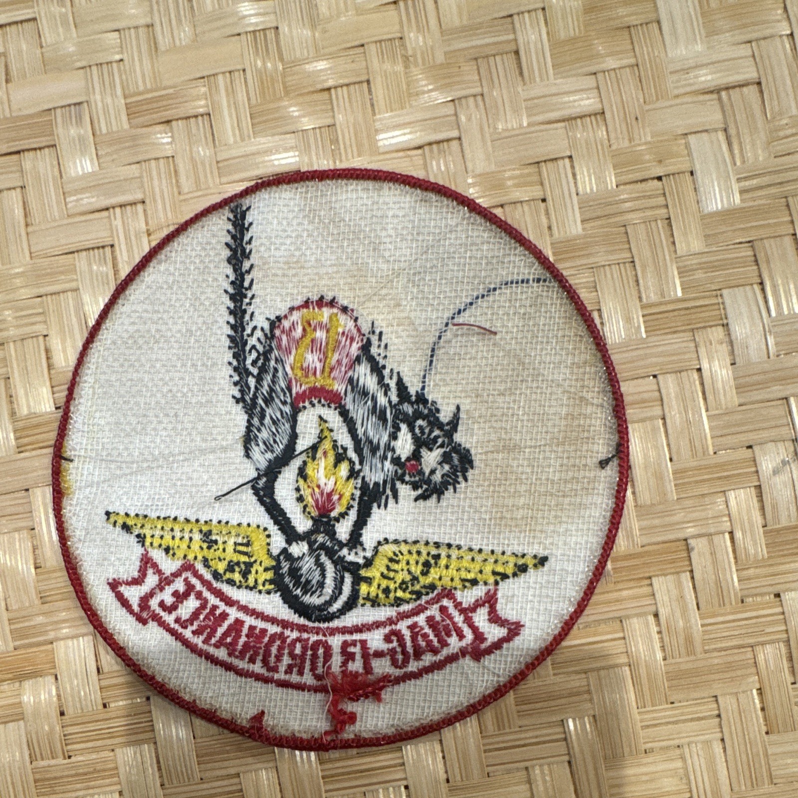 Ordnance Embroidered Patch Round Red Border Approx 4 in Militaria