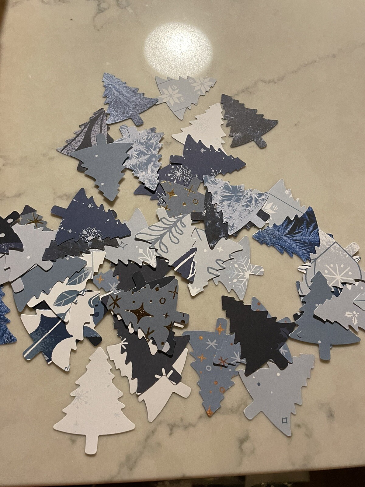 35 Stampin Up CHRISTMAS TREE Holiday Pine Punches Paper Punchies  Die Cuts Blues