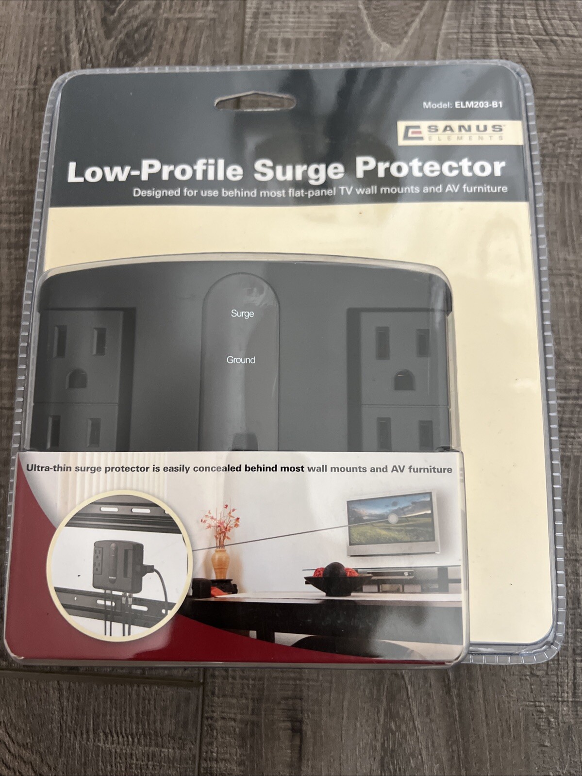 Sanus Elements Low-Profile Surge Protector Model ELM203-B1