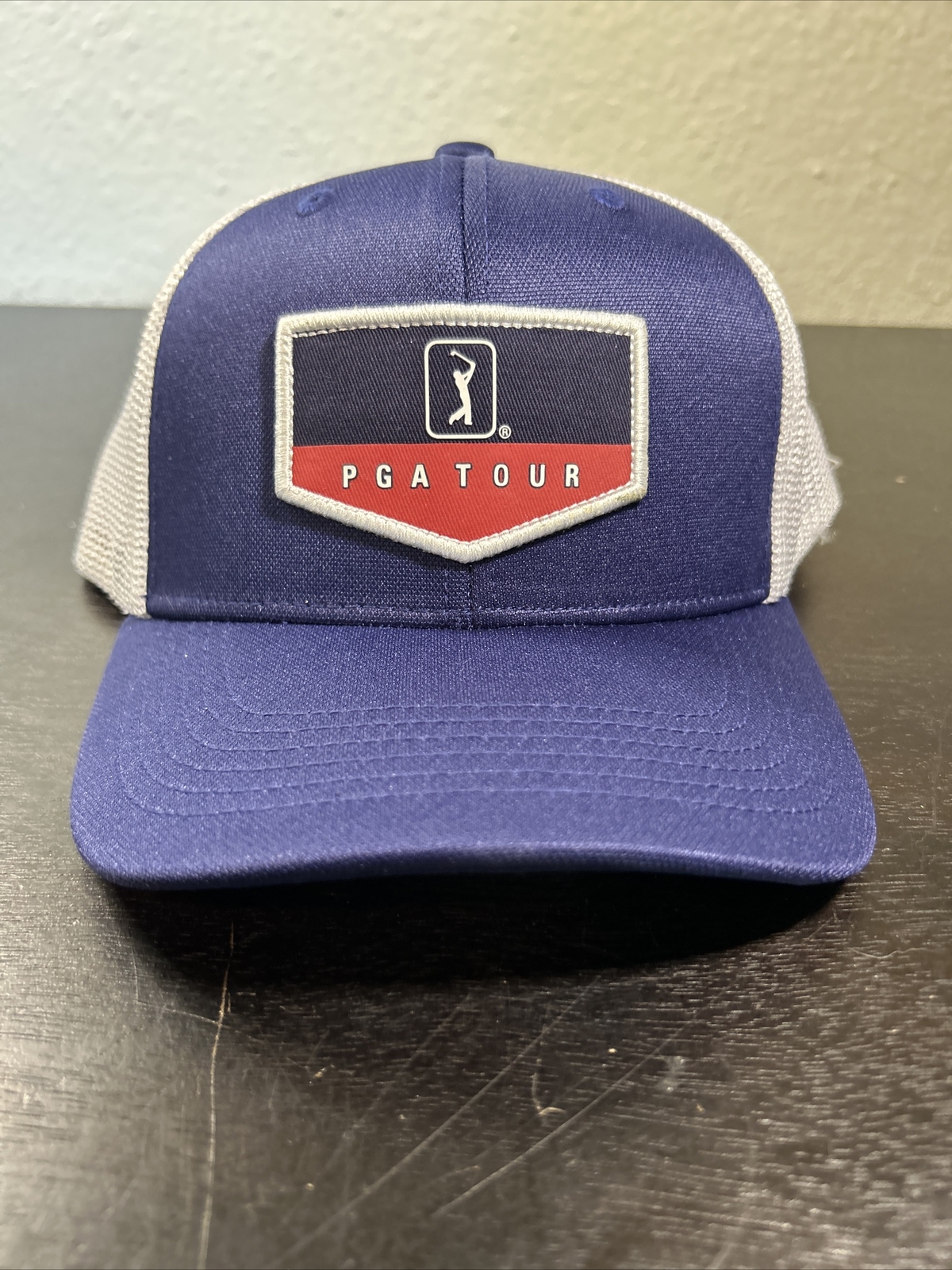NEW PGA Tour Americana Trucker Adjustable Golf Hat Cap - Blue Embroidered