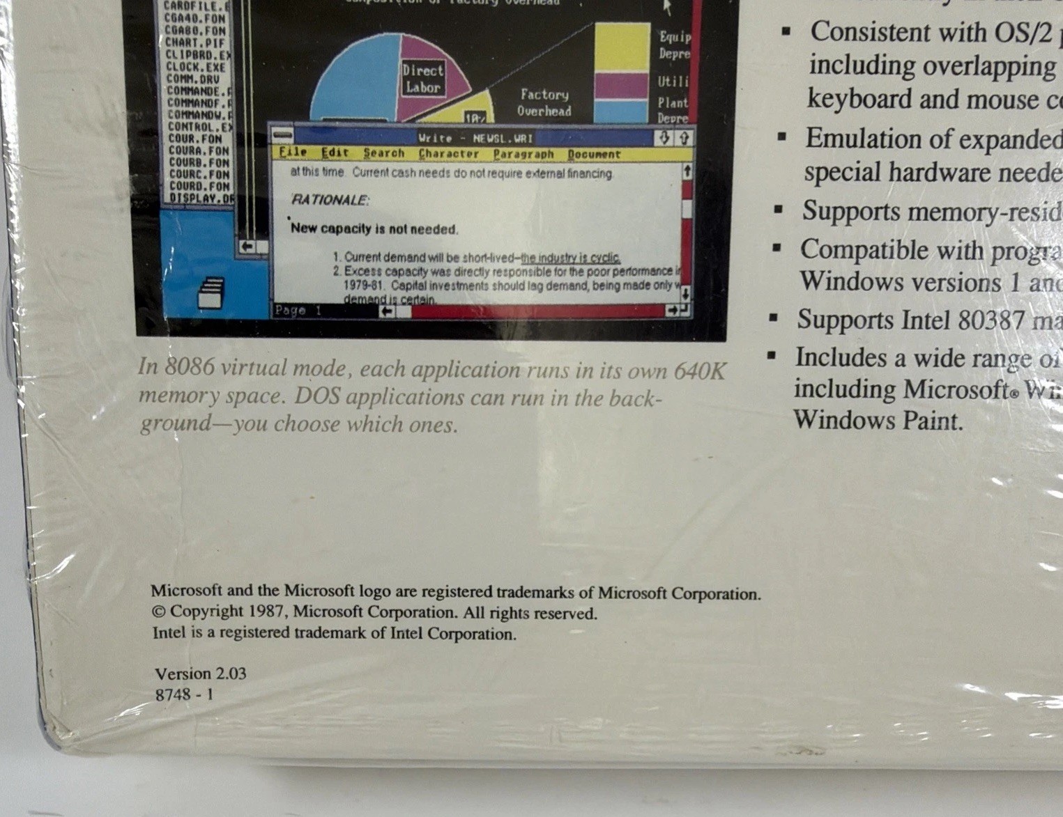 Windows 386 Presentation Manager for Toshiba T5100 w/ 80386 Processor - New