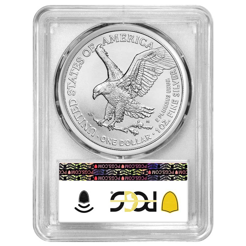 2021 $1 Type 2 American Silver Eagle PCGS MS70 First Production Blue Label