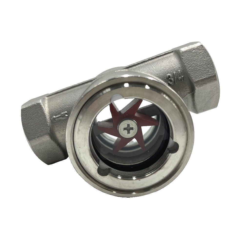 3/4" NPT Sight Glass Water Flow Indicator PTFE Impeller Stainless Steel 304
