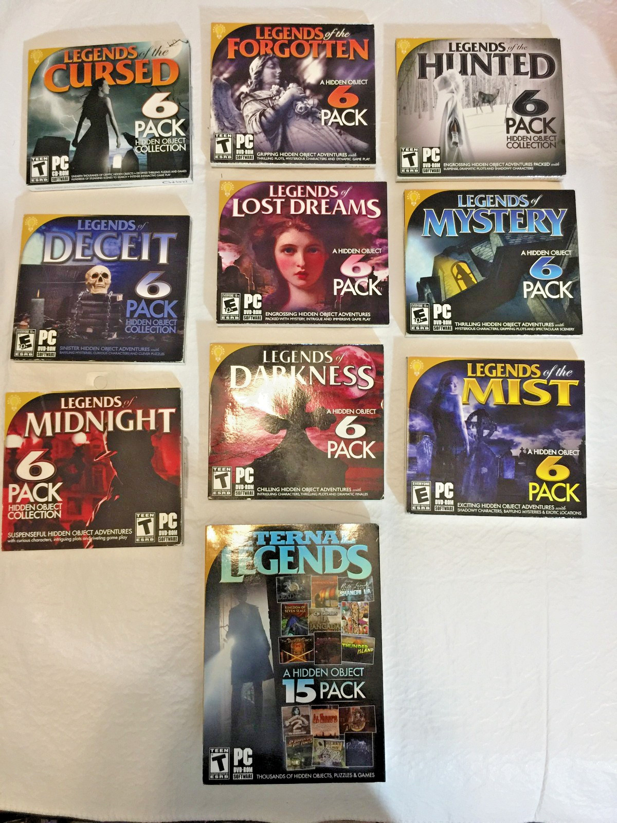 Lot 10 NEW Hidden Object PC games Eternal Legends, Legends of Midnight, Mist, +