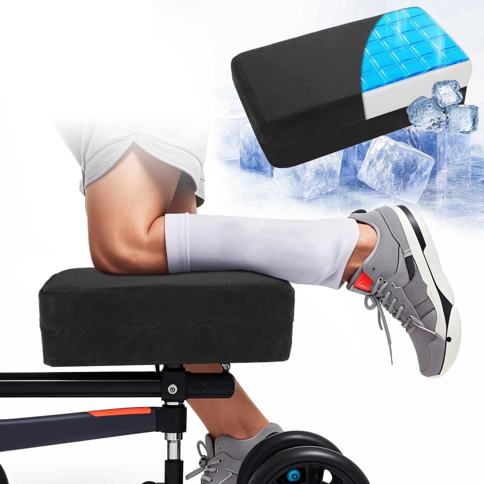 BALAPET Cooling Gel Knee Scooter Cushion Cover, Soft and 13.8x7x5in, Black