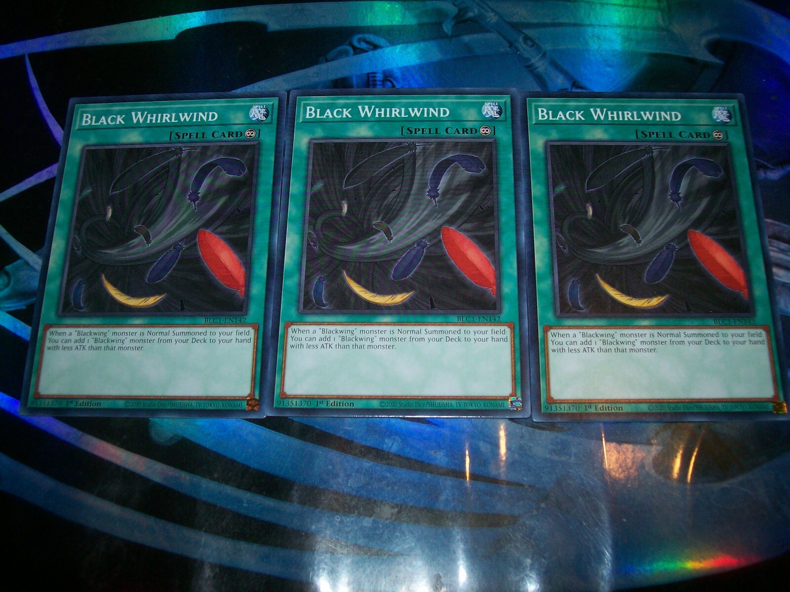 3x Black Whirlwind 1st Edition Common BLC1-EN142 Yu-Gi-Oh!
