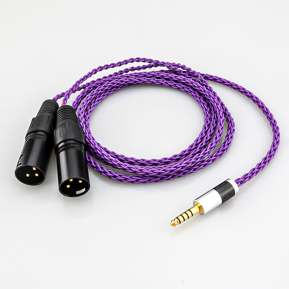 8 Cores Silver Plated 4.4mm Balanced Male to Dual 2x3pin XLR Audio Adapter Cable