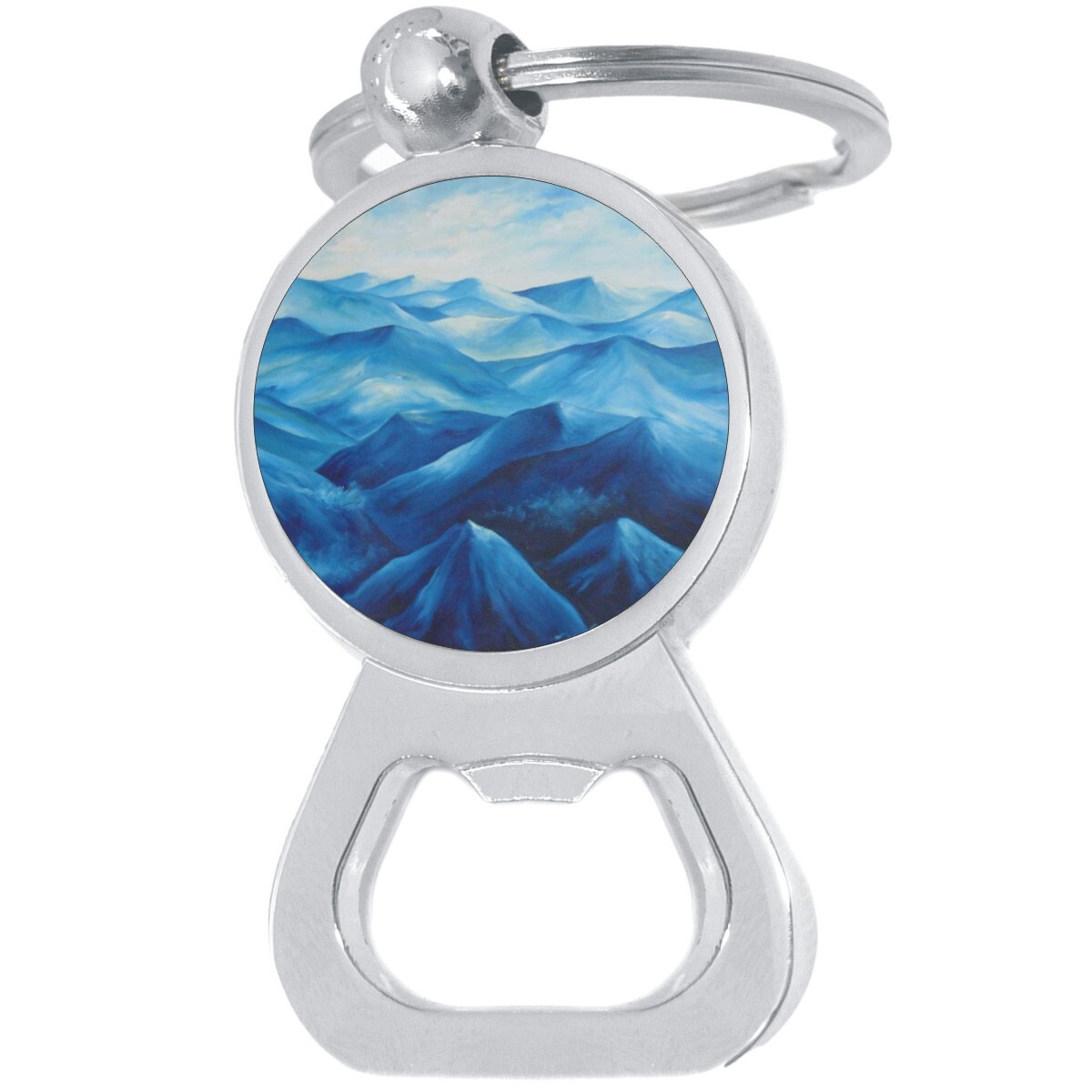 Mountain Tops Bottle Opener Keychain - Metal Beer Bar Tool Key Ring